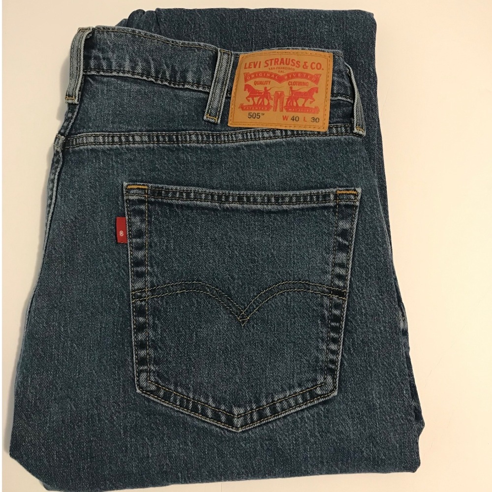 Levis 505 Regular Fit Straight Leg Jeans Mens 40x30 Blue Medium Wash